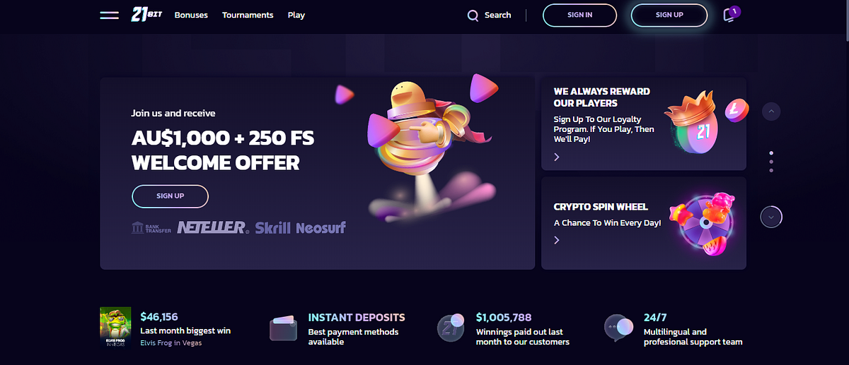 21bit casino interface